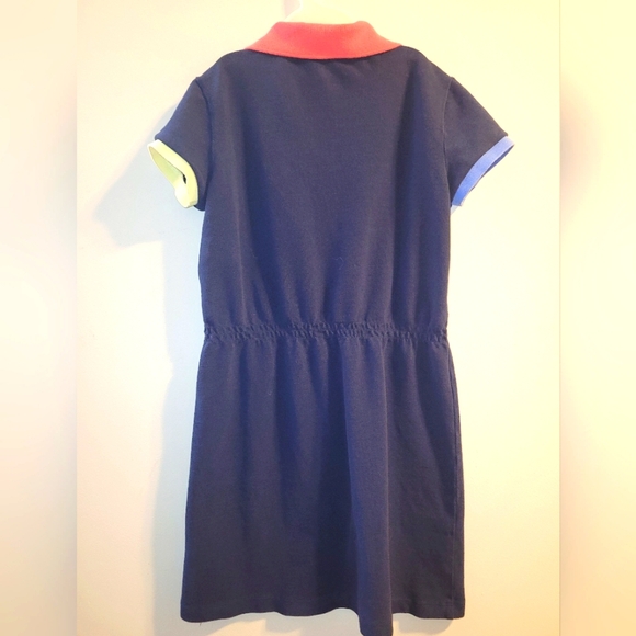 💛 RL Polo Sport Pique Knit Athletic Dress Girls Size 8 Navy Blue Contrast Trim - Picture 2 of 4